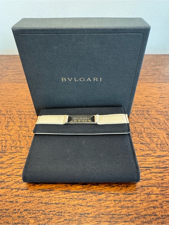 BVLGARI Handbags - Bvlgari Vintage Black Canvas Compact Wallet with Box & Cards